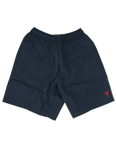 Heart Logo Embroidery Swim Shorts Navy - AMI - BALAAN 2