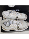 Women CC Logo Fabric Laminated Low Top Sneakers Silver Ivory - CHANEL - BALAAN 3