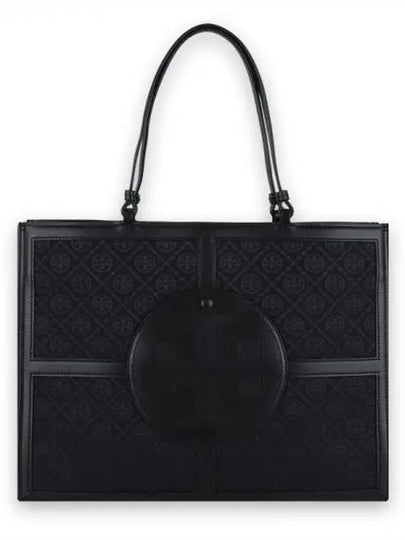 Ella T Monogram Tote Bag Black - TORY BURCH - BALAAN 2