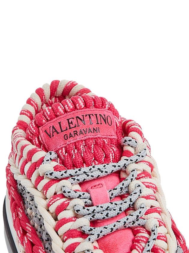 Fabric Crochet Low-Top Sneakers Pink - VALENTINO - BALAAN 9