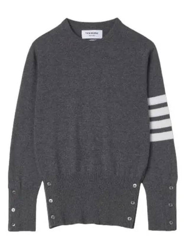 Cashmere diagonal classic pullover knit medium gray - THOM BROWNE - BALAAN 1