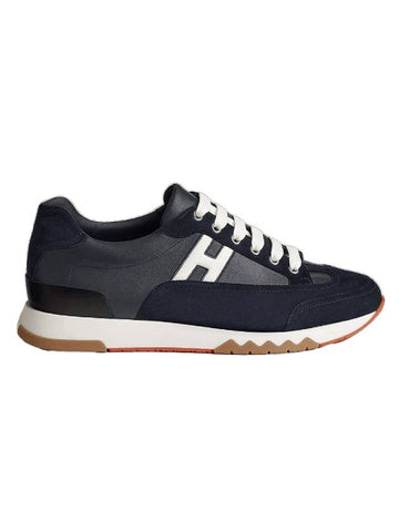 Trail Sneakers Calfskin Suede Goatskin Marine - HERMES - BALAAN 1