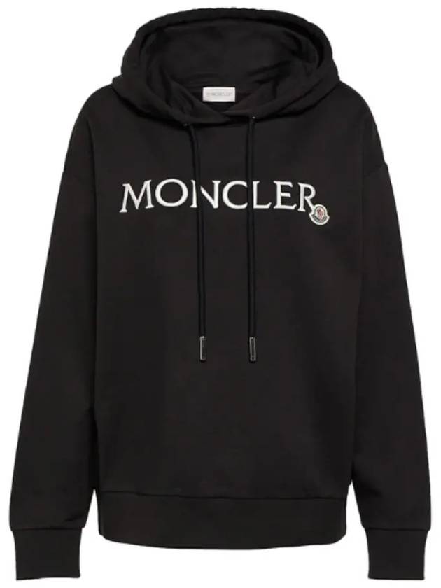 Logo Embroidery Hooded Sweatshirt Black Women T shirt 8G00016 89A1K 999 - MONCLER - BALAAN 1