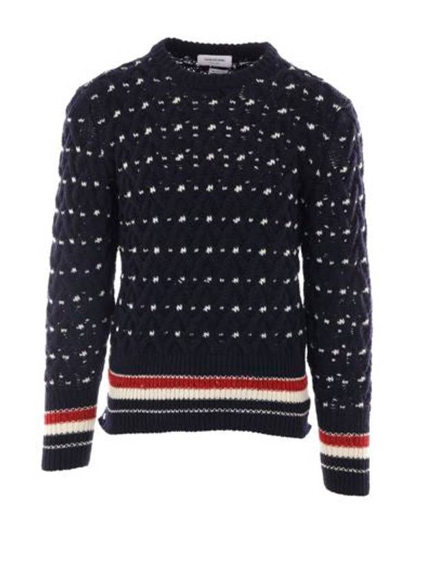 Wool Mohair Long Sleeve Knit Top Navy - THOM BROWNE - BALAAN 2