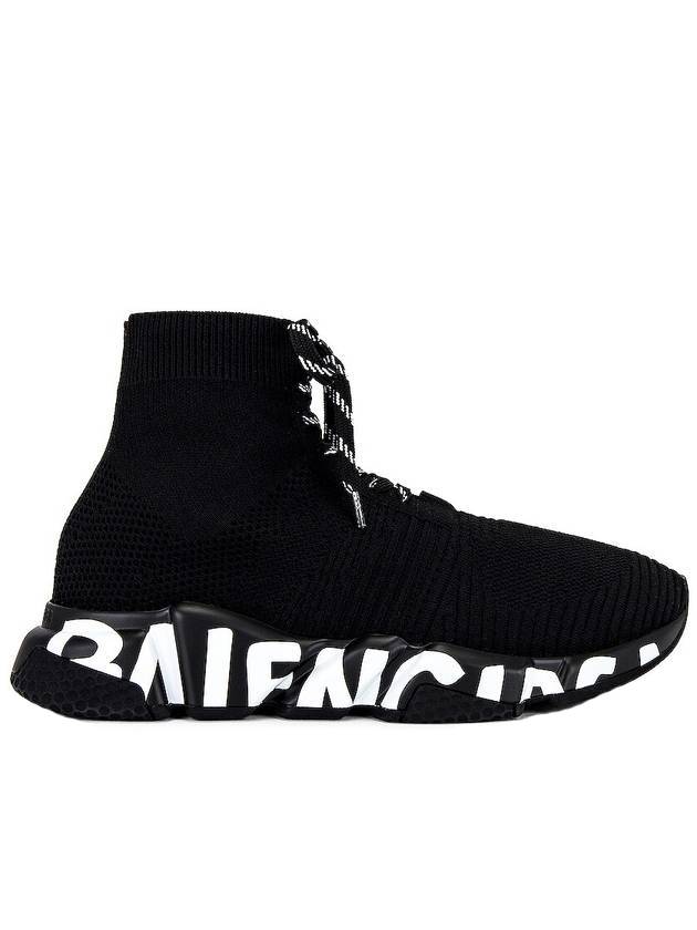 Speed Graffiti Lace Up High Top Sneakers Black - BALENCIAGA - BALAAN 1