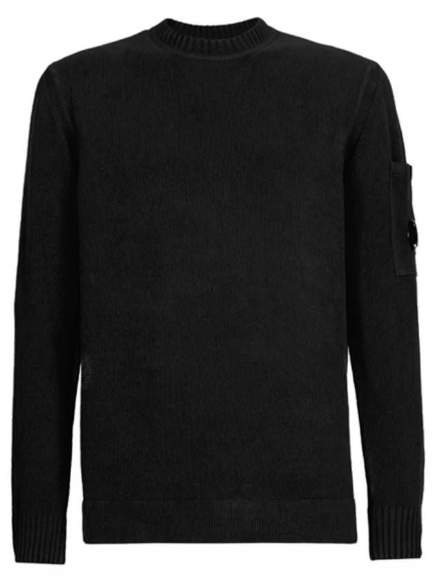 Men's Ribbed Lens Wappen Knit Top Black - CP COMPANY - BALAAN 2