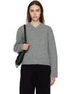 V-neck Cropped Wool Knit Top Grey - MAISON MARGIELA - BALAAN 2