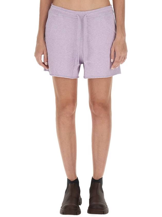 Logo Drawstring Cotton Track Shorts Purple B0480469326 - GANNI - BALAAN 2