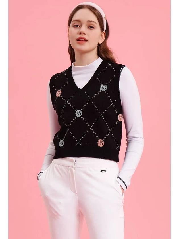 Flee diamond pattern knit vest MK3SV020BLK - P_LABEL - BALAAN 10