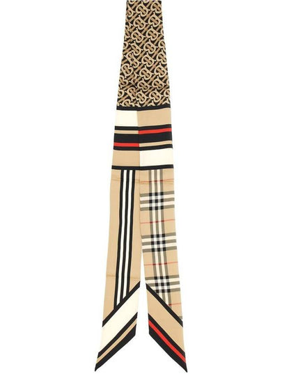 Montage Print Silk Skinny Scarf Archive Beige - BURBERRY - BALAAN 2