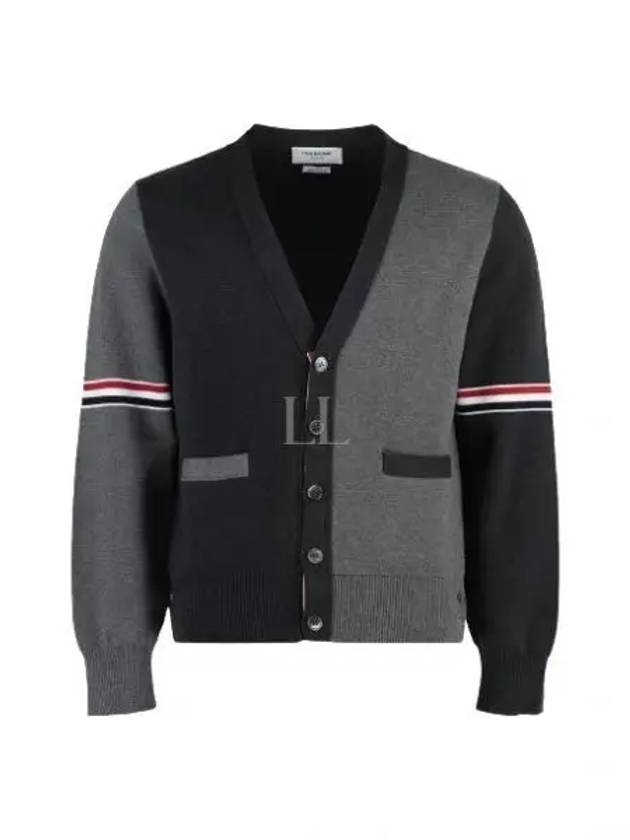 Funmix Cotton ArmBand V-Neck Cardigan Tonal Grey - THOM BROWNE - BALAAN 2