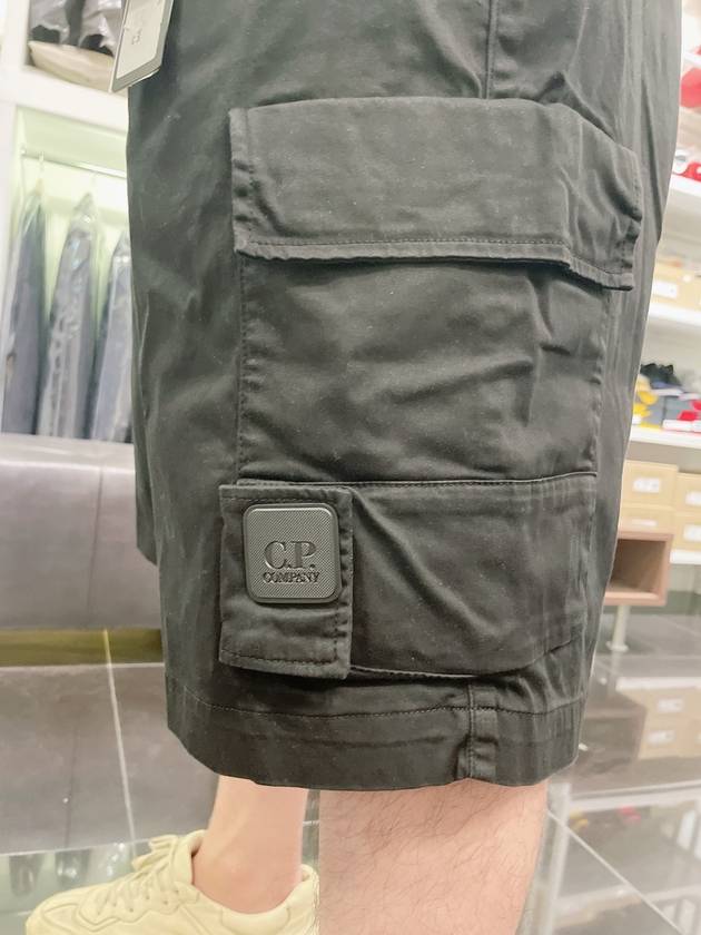 Logo Patch Cargo Shorts Black - CP COMPANY - BALAAN.