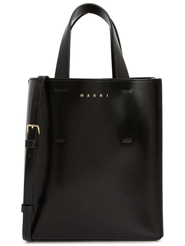 Museo Leather Logo Mini Tote Bag Black - MARNI - BALAAN 3