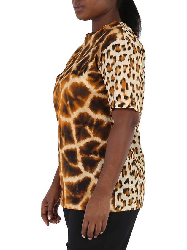 Roberto Cavalli Ladies Giraffe Chine And Leopard Printed Cotton T-shirt, Size X-Small - ROBERTO CAVALLI - BALAAN 3