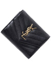 Matelasse Monogram Quilting Flap Half Wallet Black - SAINT LAURENT - BALAAN 2