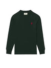 Small Heart Logo Long Sleeve T-Shirt Green - AMI - BALAAN 3