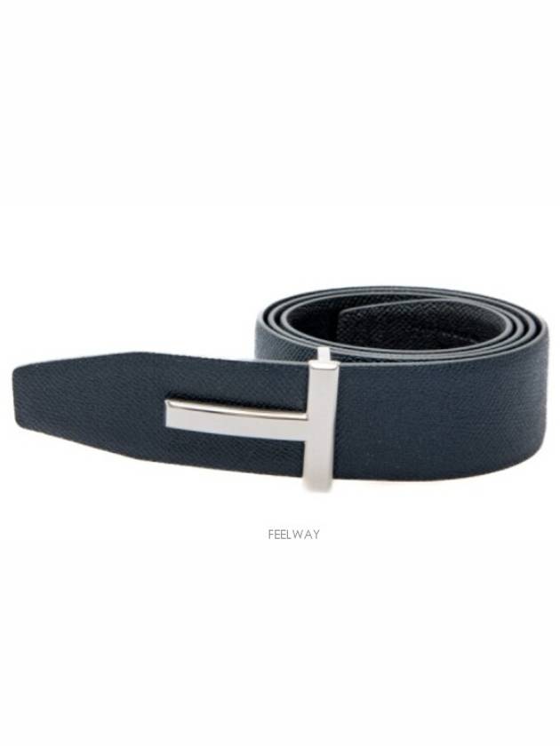 Men's T Logo Reversible Leather Belt Navy - TOM FORD - BALAAN 2