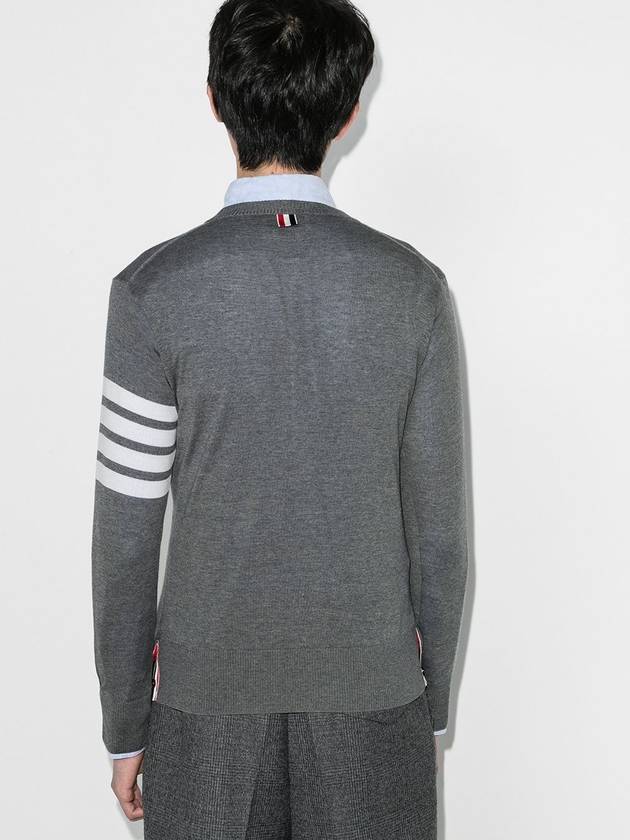 4 Bar Stripe Classic Wool Knit Top Grey - THOM BROWNE - BALAAN 5