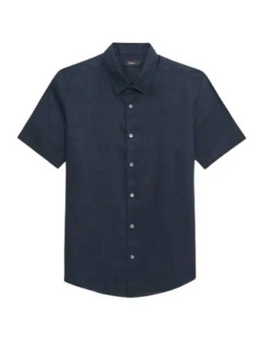 24 Irving Short Sleeve Shirt in Relaxed Linen N0373502 - THEORY - BALAAN 1