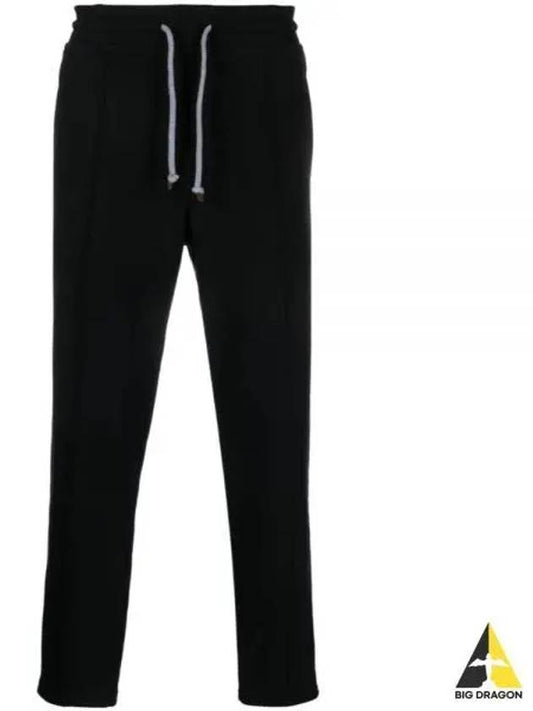Men's Techno Fleece Cotton Track Pants Black - BRUNELLO CUCINELLI - BALAAN 2