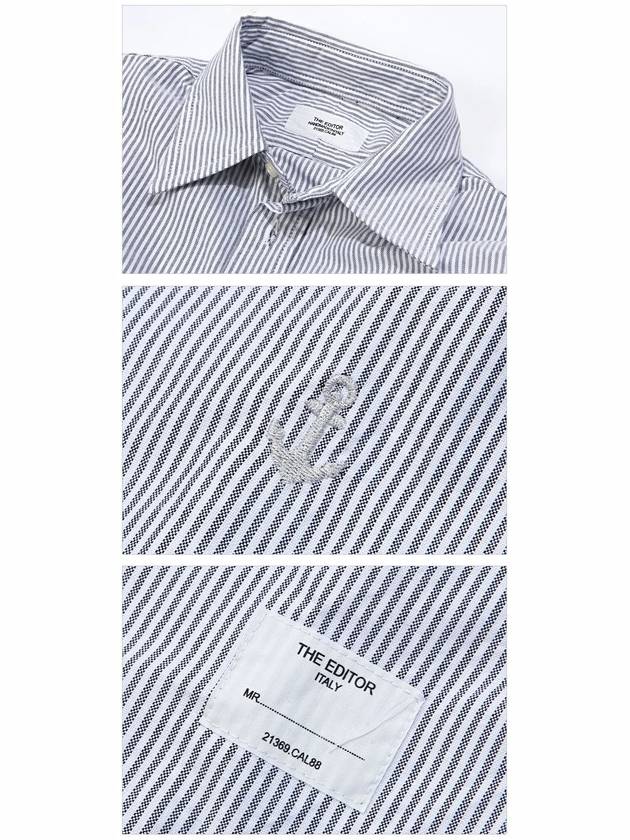 Men's Anchor Striped Long Sleeve Shirt White - THE EDITOR - BALAAN 7