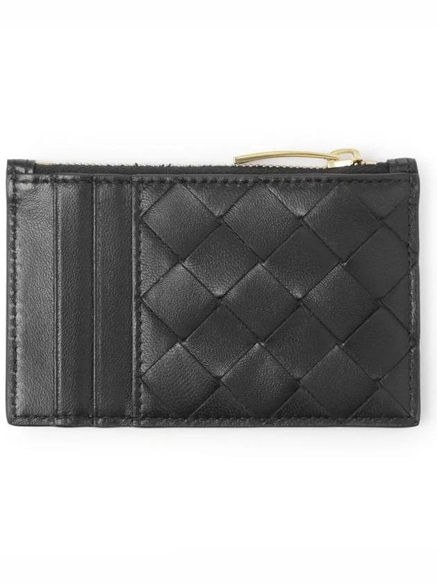 Intrecciato Zipper Leather Card Wallet Black - BOTTEGA VENETA - BALAAN 3