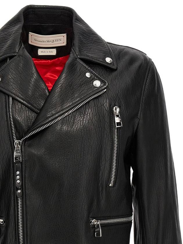 Classic Leather Biker Jacket Black - ALEXANDER MCQUEEN - BALAAN 4