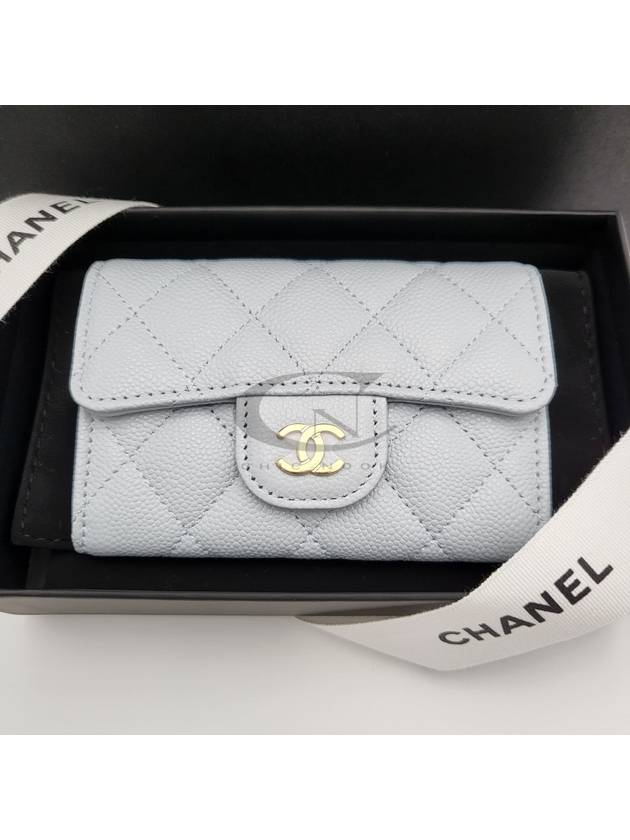 Classic flap wallet snap card light blue gold AP0214 - CHANEL - BALAAN 1