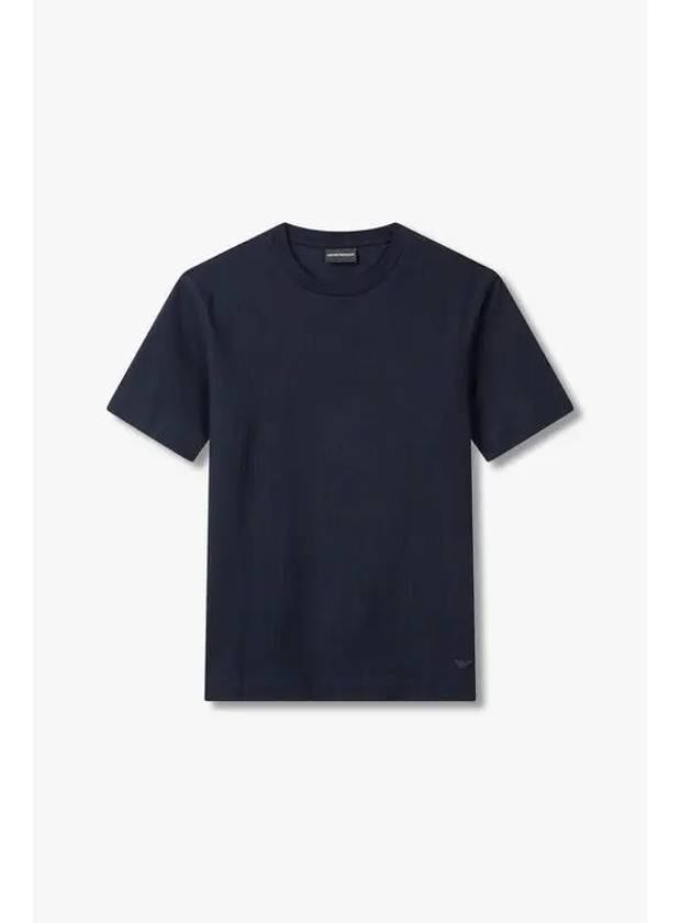 Men s Textured Cotton Easy T Shirt Navy - EMPORIO ARMANI - BALAAN 1