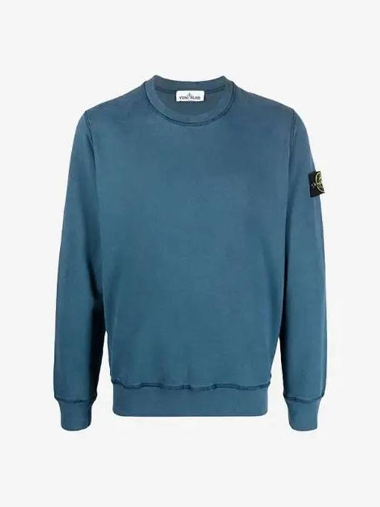 Waffen Patch Crew Neck Sweatshirt Emerald Blue - STONE ISLAND - BALAAN.