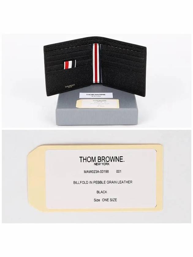 Pebble Grain Leather Half Wallet Black - THOM BROWNE - BALAAN 6