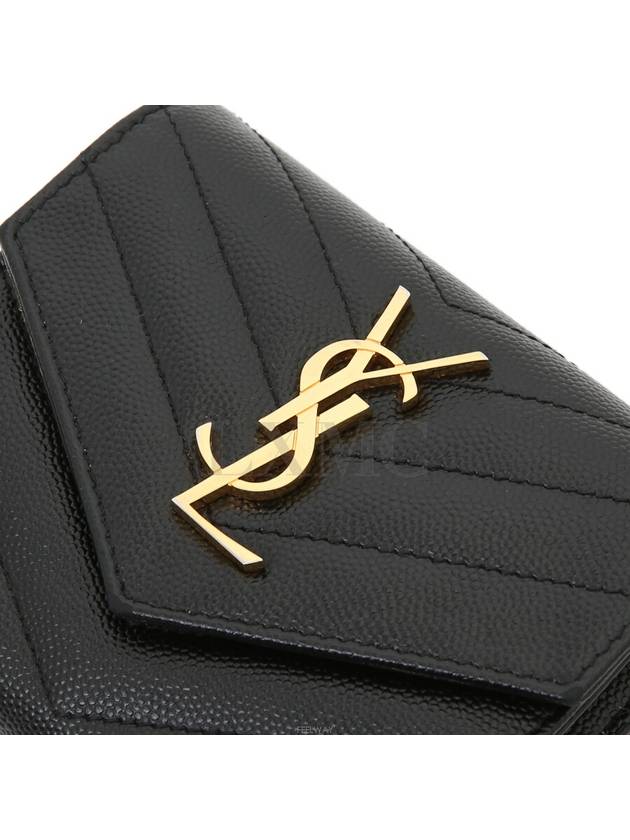 Monogram Compact 3 fold Wallet 403943 Black YSL Gold Plated - SAINT LAURENT - BALAAN 5