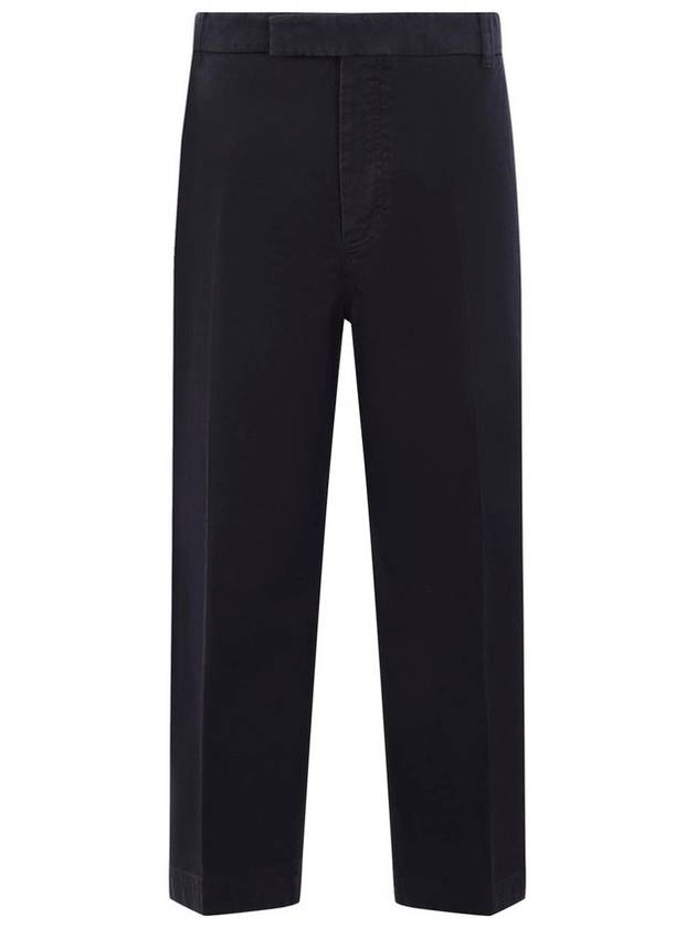 Cotton Twill Utility Straight Pants Navy - THOM BROWNE - BALAAN 1