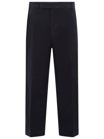 Cotton Twill Utility Straight Pants Navy - THOM BROWNE - BALAAN 1