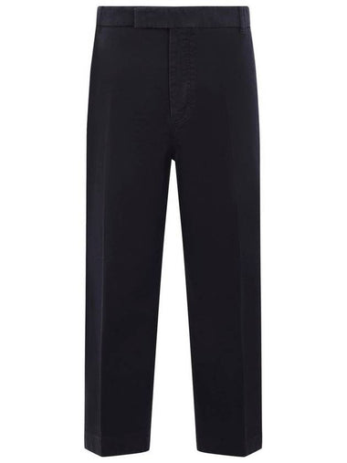 Cotton Twill Utility Straight Pants Navy - THOM BROWNE - BALAAN 1