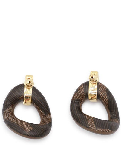 Plio Leather Earrings Brown - FENDI - BALAAN 2