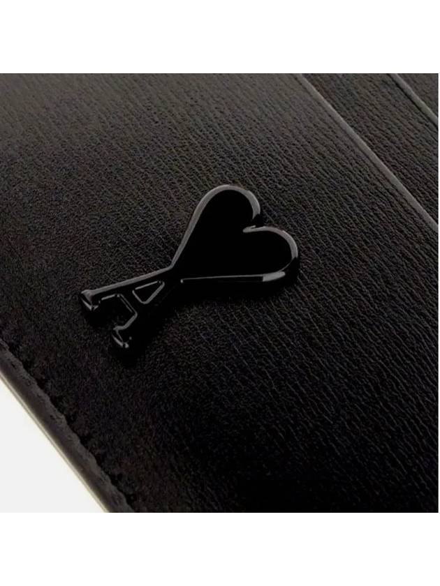 Heart Logo Leather Card Wallet Black - AMI - BALAAN 5