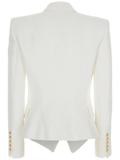 White Double-Breasted Jacket With Peak Lapels And Logo Buttons In Fabric Women - BALMAIN - BALAAN 2