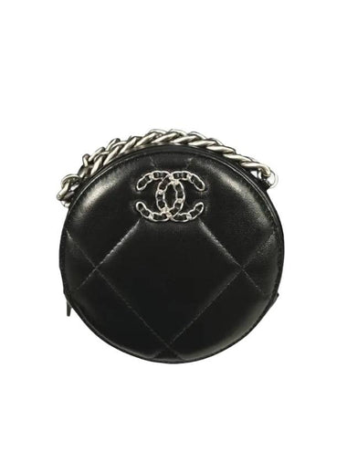 Quilted Chain Lambskin Tambourine Mini Bag Black - CHANEL - BALAAN 1