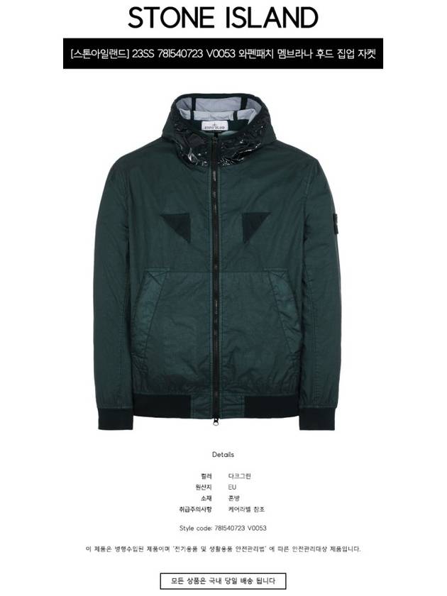 Wappen Patch Nylon Hooded Jacket Dark Green - STONE ISLAND - BALAAN 3