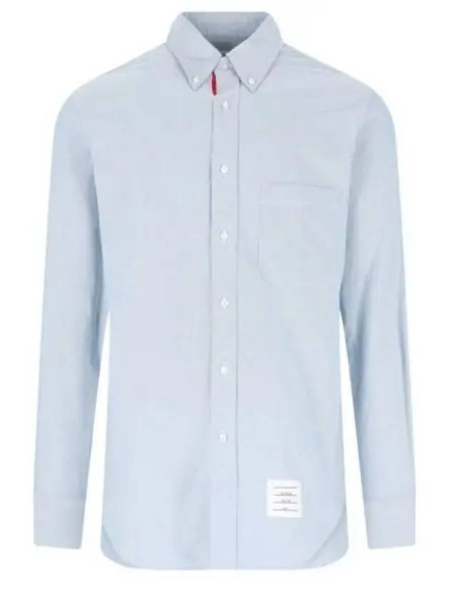 Men's Grosgrain Placket Solid Poplin Long Sleeve Shirt Light Blue - THOM BROWNE - BALAAN 2