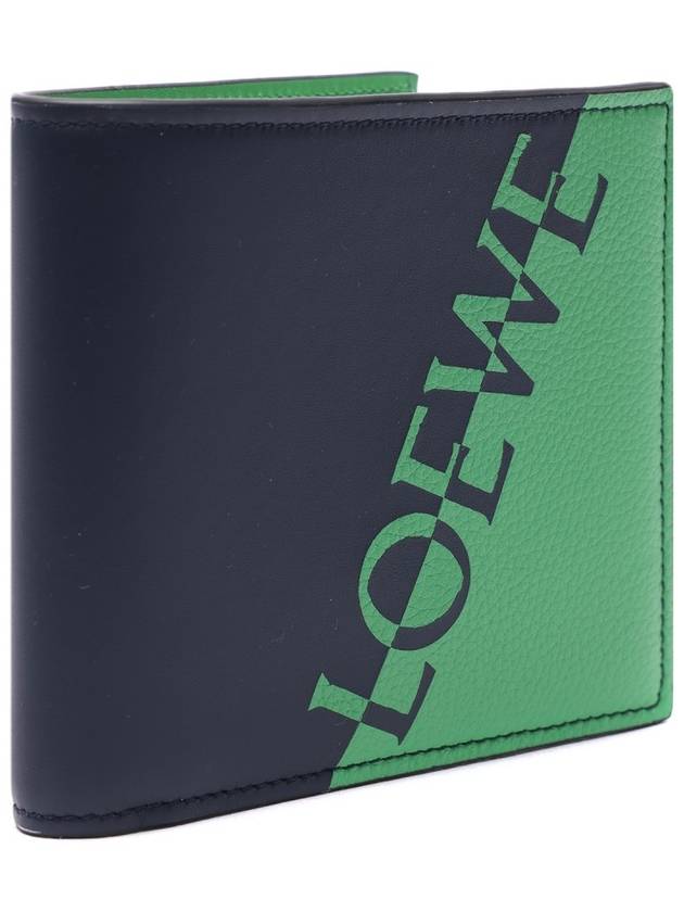 two-tone logo leather halfwallet green black - LOEWE - BALAAN.