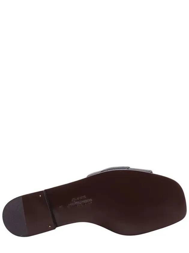 Gancini Leather Slippers Black - SALVATORE FERRAGAMO - BALAAN 5