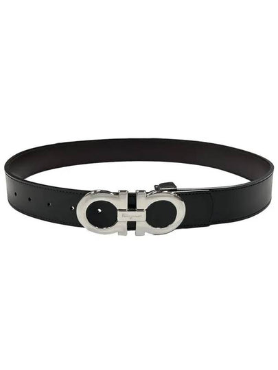 Gancini Reversible Adjustable Leather Belt Black Brown - SALVATORE FERRAGAMO - BALAAN 2