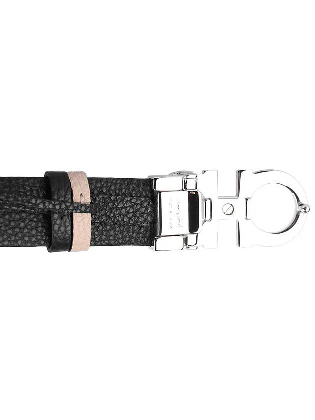 Reversible Gancini Belt Beige Black - SALVATORE FERRAGAMO - BALAAN.