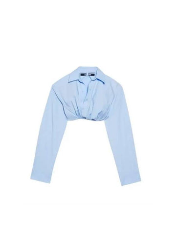 Bahia Crop Shirt Blue 233SH042 - JACQUEMUS - BALAAN 1