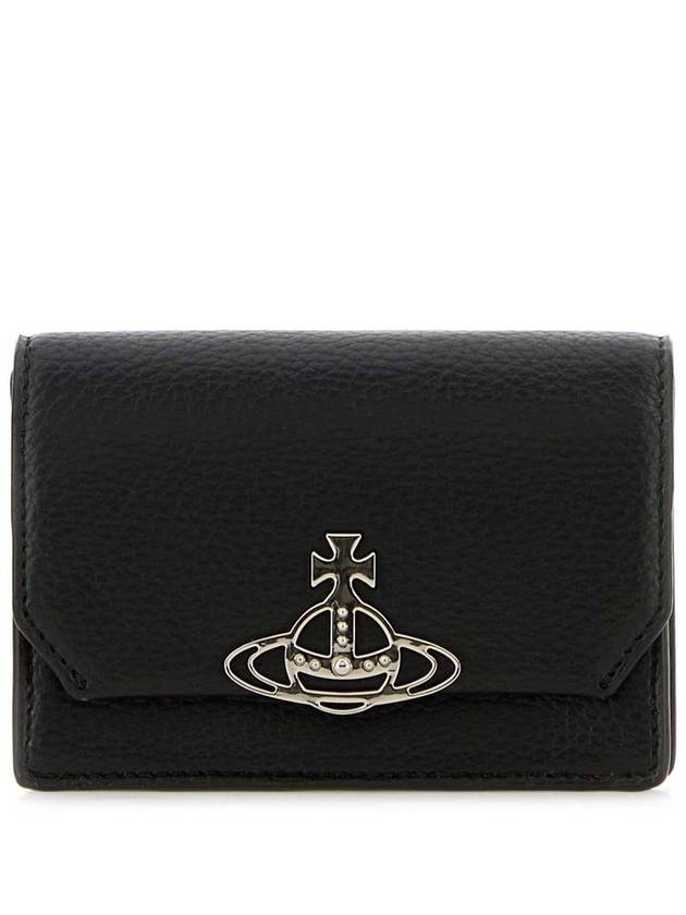 Logo Vegan Leather Credit Half Wallet Silver Black - VIVIENNE WESTWOOD - BALAAN 2