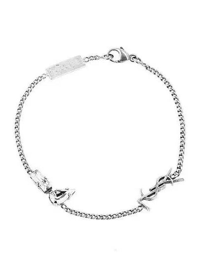 Opyum Charm Bracelet In Metal And Rhinestone Oxidized Silver - SAINT LAURENT - BALAAN 2