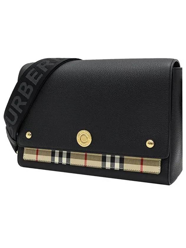 Leather and Vintage Check Note Crossbody Bag Black - BURBERRY - BALAAN 4