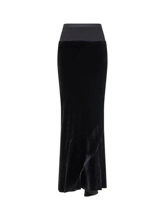 WOMEN Knit color combination velor long skirt black - RICK OWENS - BALAAN 1